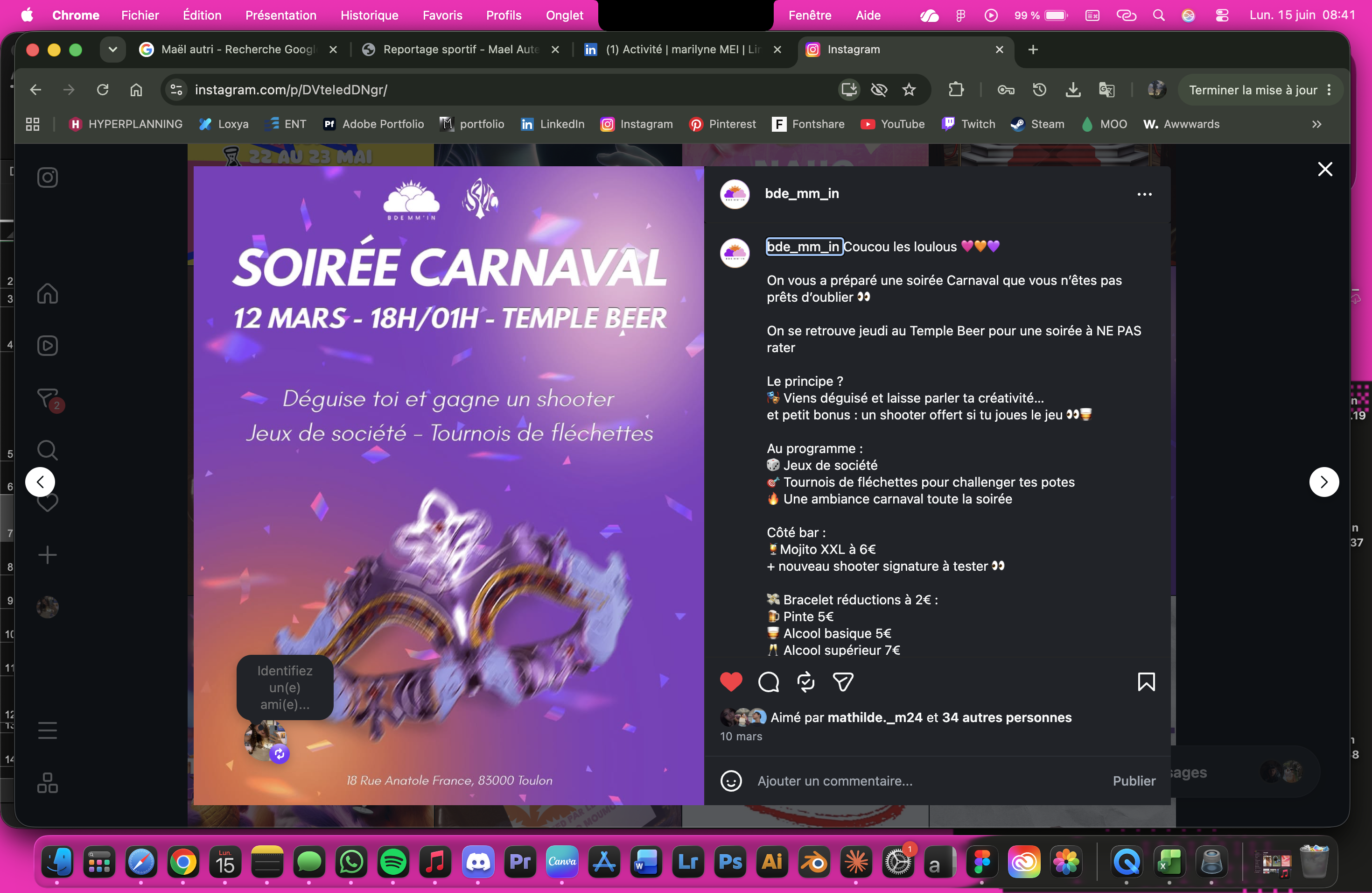 Description des post Instagram - BDE MM'IN