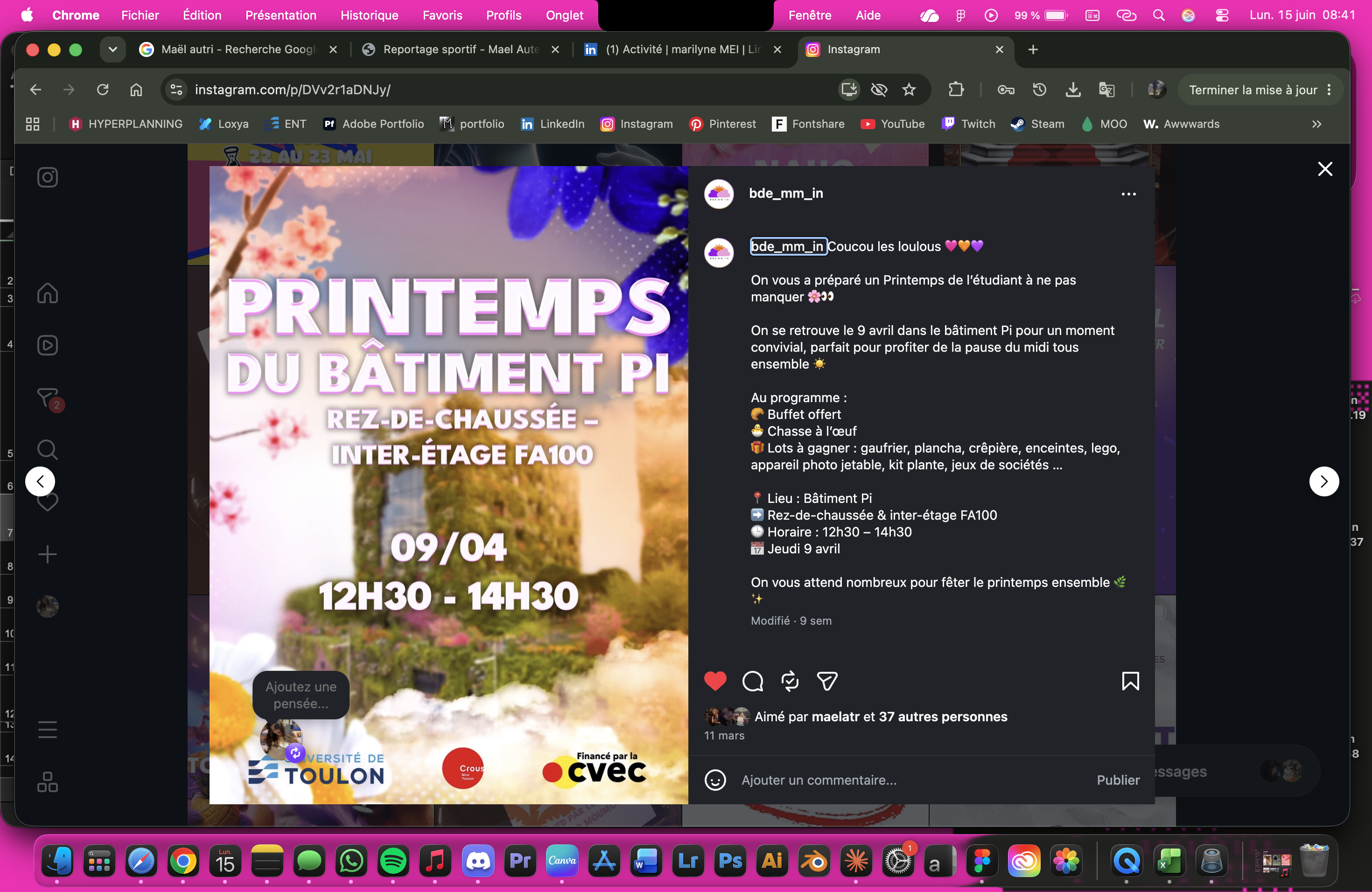 Description des post Instagram - BDE MM'IN