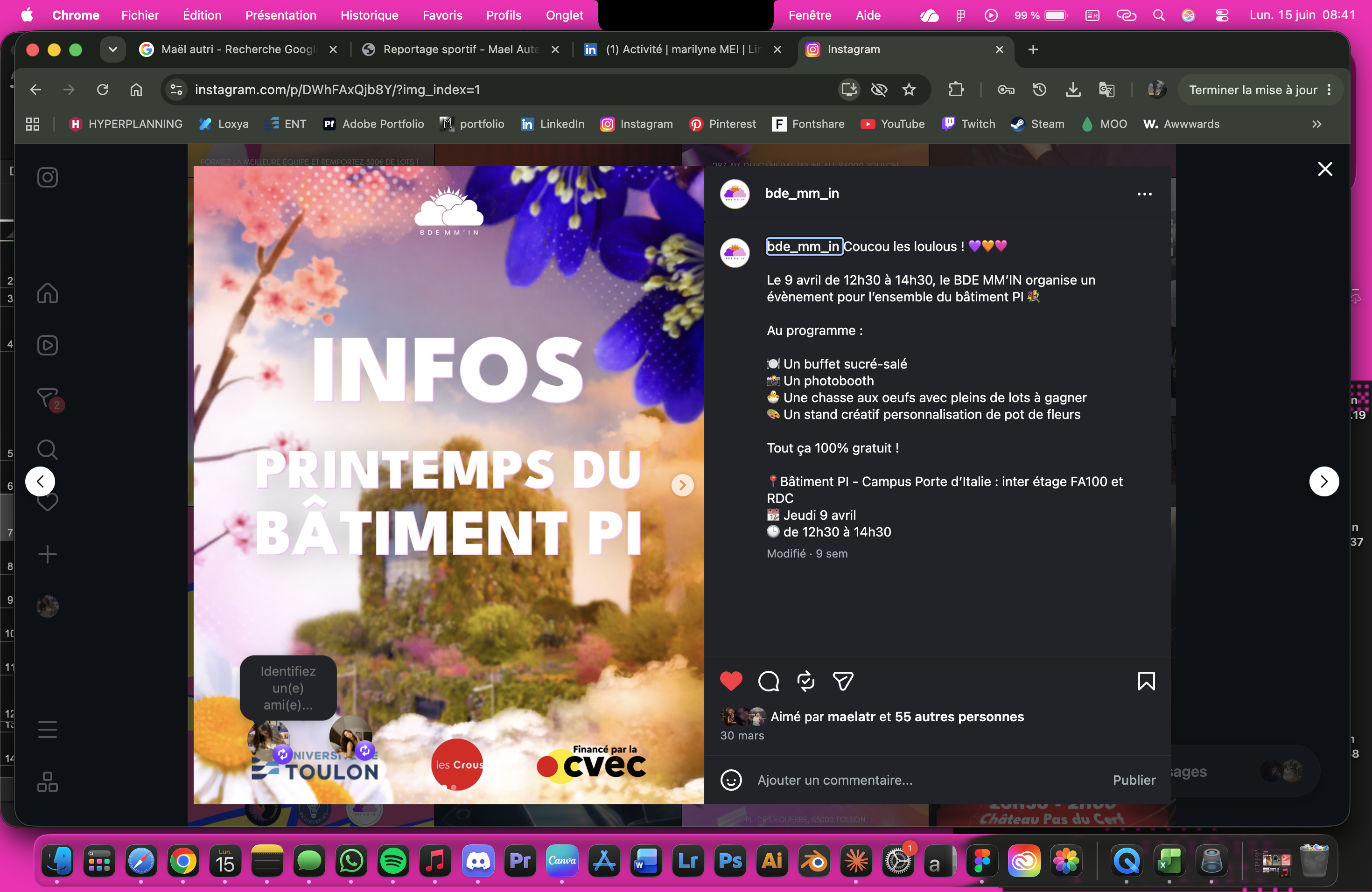 Description des post Instagram - BDE MM'IN